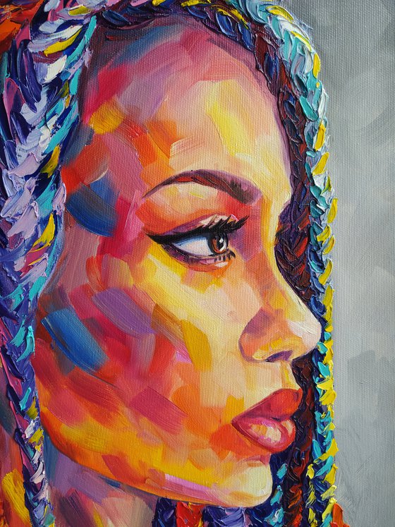 Sight - portrait, oil painting, woman portrait, woman, woman face, face oil painting, woman portrait oil painting