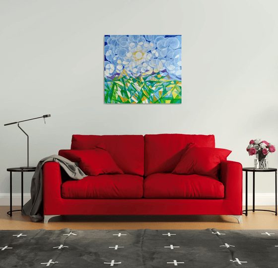 Morning (80x90cm, cubism, oil painting, ready to hang)