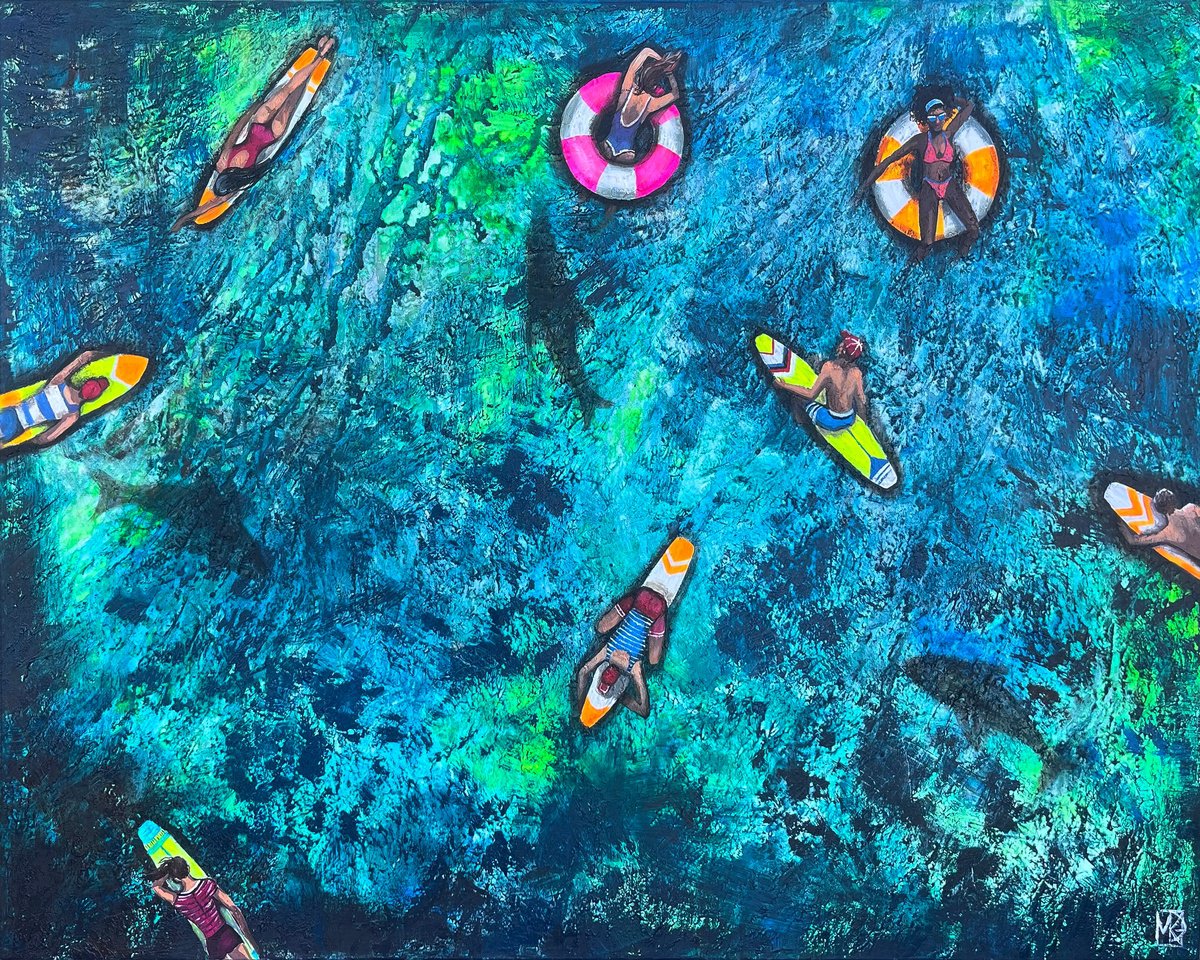 Impressionistic Landscape Acrylic Painting By Maria Kireev, 63 X 47", The Deep Awaits, Original Artwork