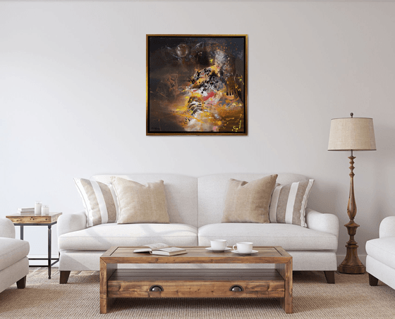 Large framed abstract enigmatic The collector of autumn leaves master O Kloska