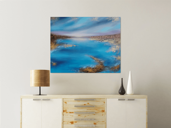 A XL large beautiful modern semi-abstract  seascape painting "Illusion"