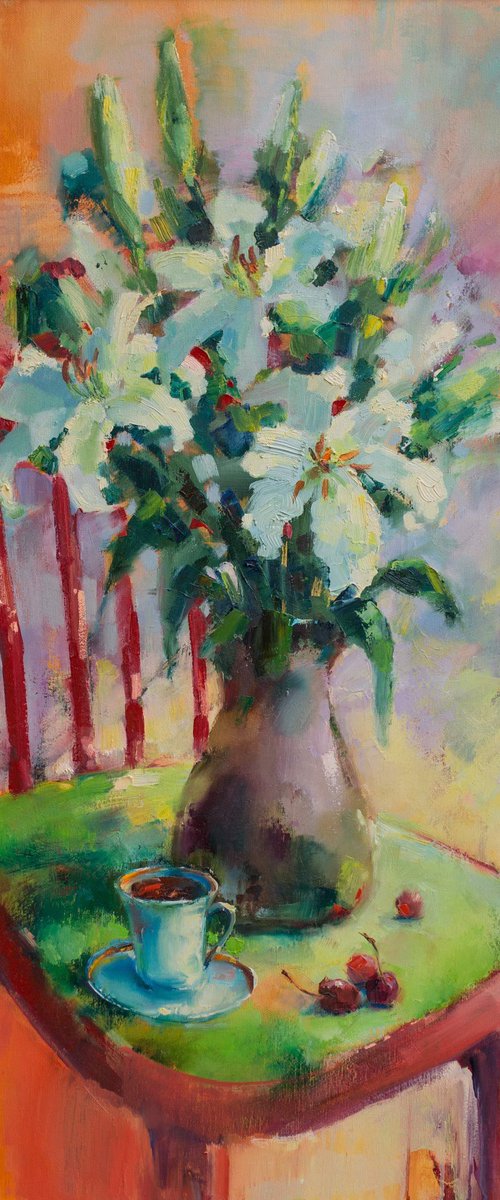 White lilies by Olha Laptieva