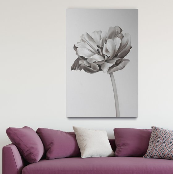 "Tulip" Black white oil flower
