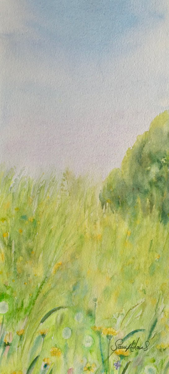 In the dandelion meadow by Samantha Adams professional watercolorist