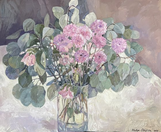 Delicate bouquet in a glass vase