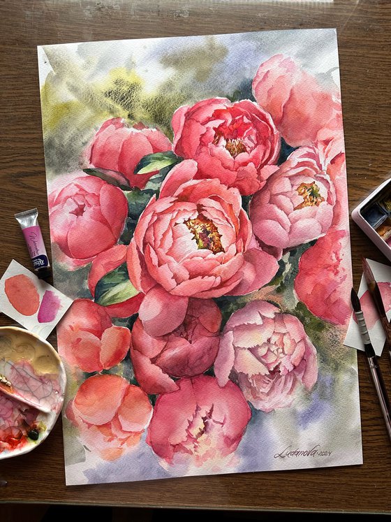 Pink peonies