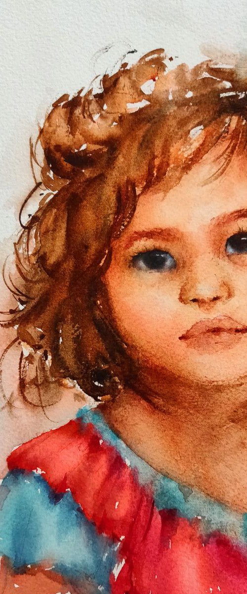 FRAMED: Philippines beauty | Original portrait aquarelle (2019) Hand-painted Art Small Artist | Mediterranean Europe Impressionistic by Larisa Carli