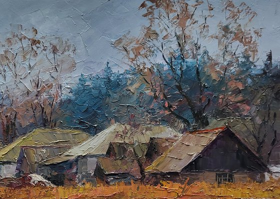 The first snow fell in the village