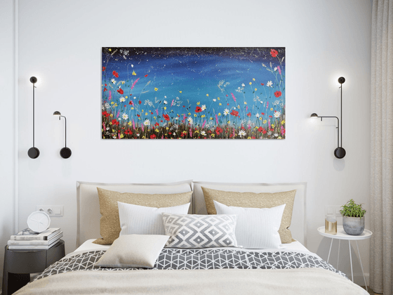 Meadow garden in starry blue night - Pooja Verma