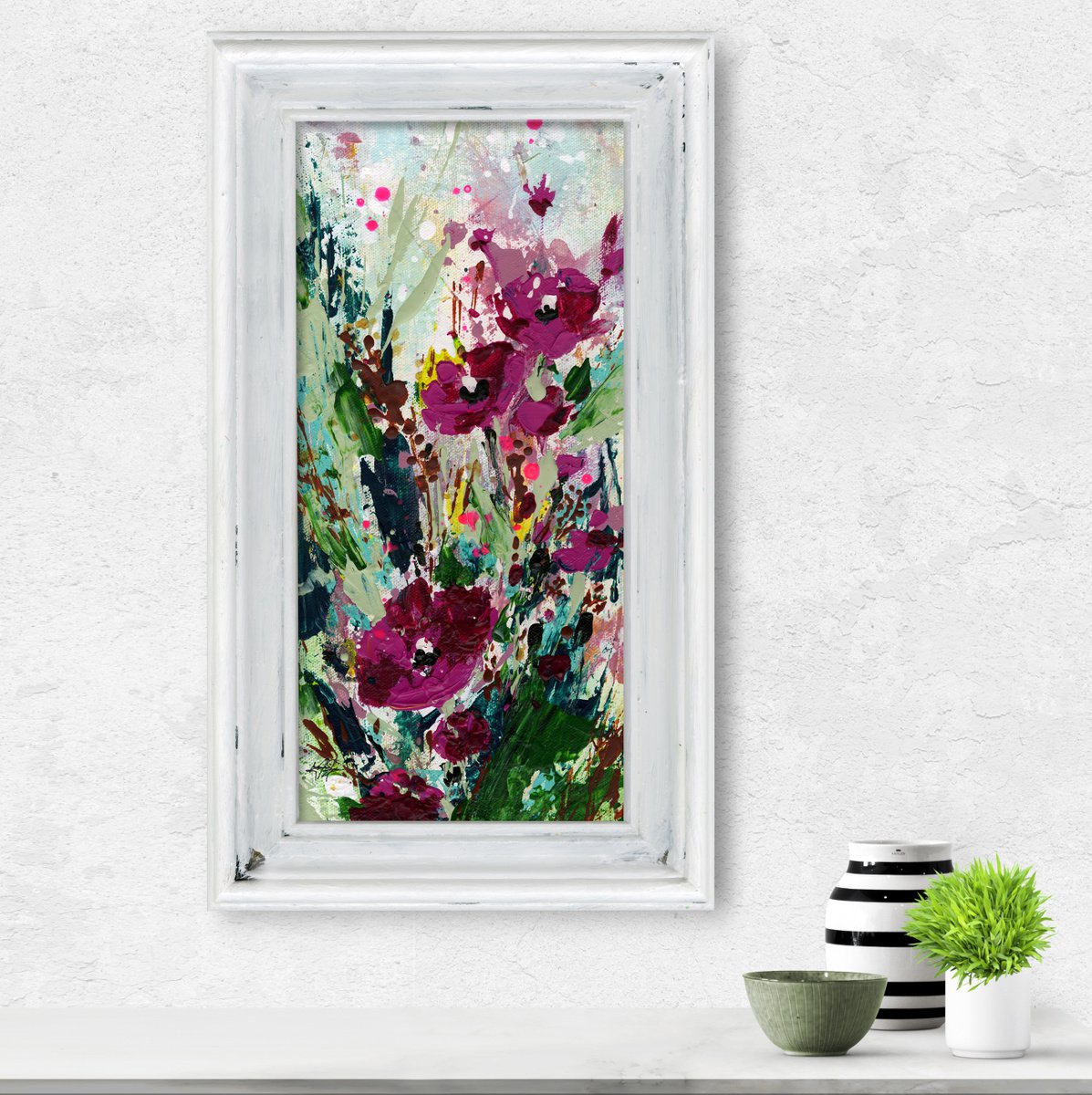 Floral Lullaby 2 - Framed Textured Floral Painting by Kathy Morton Stanion by Kathy Morton Stanion