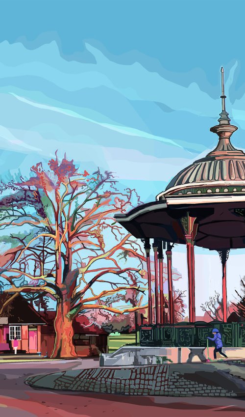 A3 The Bandstand, Clapham Common, South London Giclee Print by Tomartacus