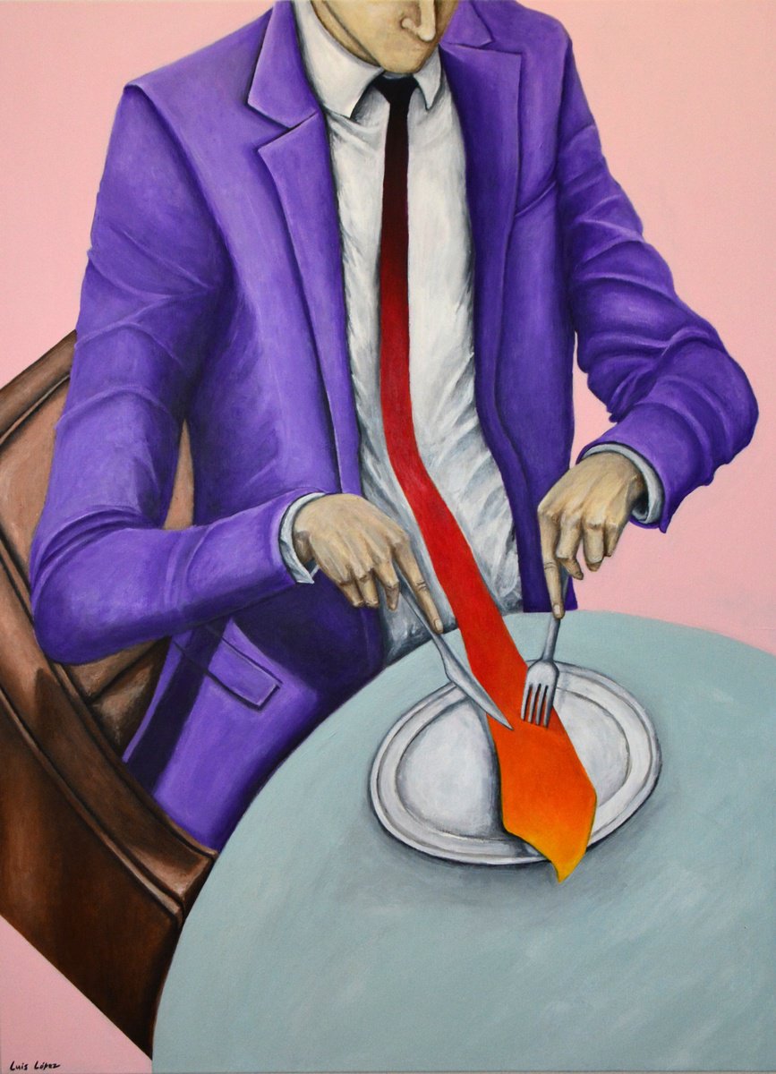 Portrait Acrylic Painting By Luis Lopez, 41 X 57", Final Cut, Original Artwork