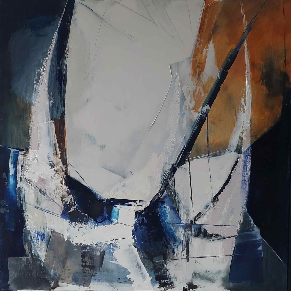 Abstract Landscape Oil Painting By Michael Hemming, 25 X 25", Round The Point, Original Artwork