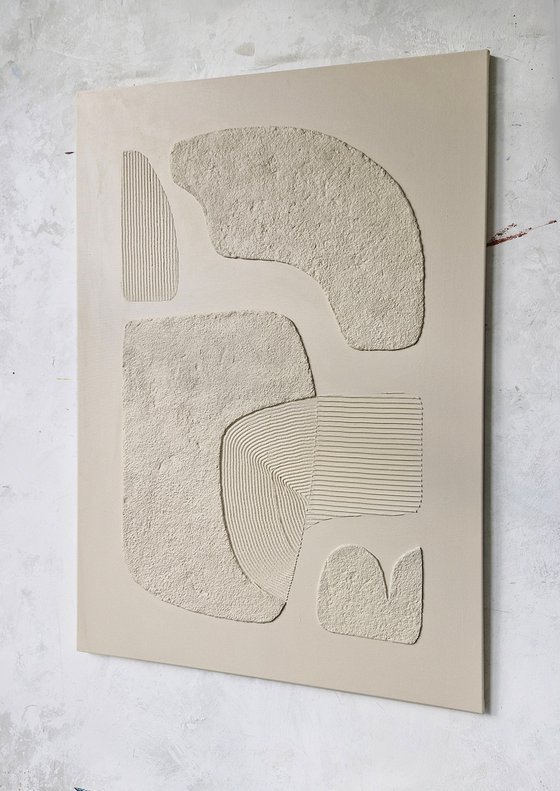 "Bay 2" Beige abstract high textured