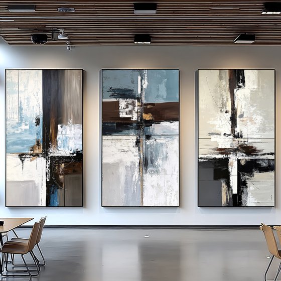 Triptych 240x140 cm Convergence of Tides