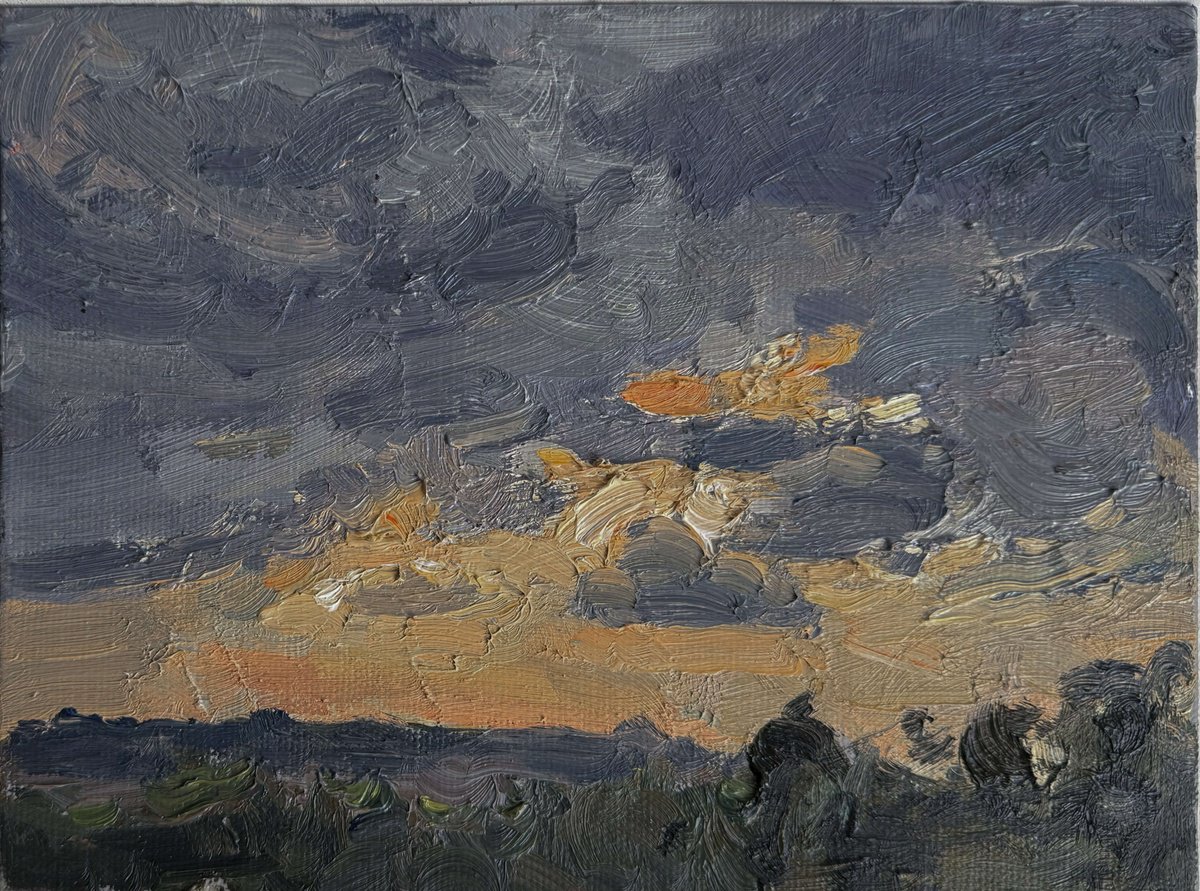 Impressionistic Landscape Oil Painting By Nataliia Nosyk, 8 X 6", Golden Hour Skies, Original Artwork