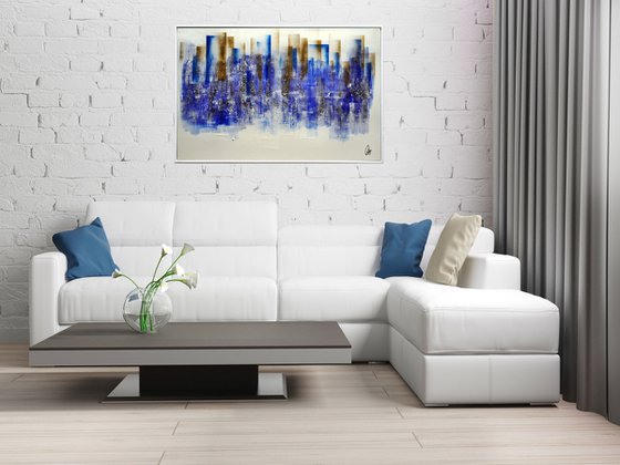 Blue Lights - Abstract Art - Acrylic Painting - Canvas Art - Framed Painting - Abstract Painting - Industrial Art
