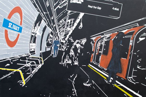 London painting _ Mind the Gap.  36in x 24in
