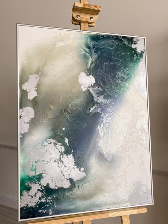 Ivory Abstract with Silver