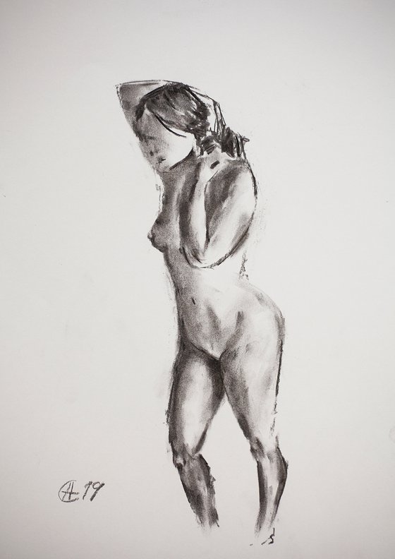 Nude in charcoal. 8. Black and white minimalistic female girl beauty body positive