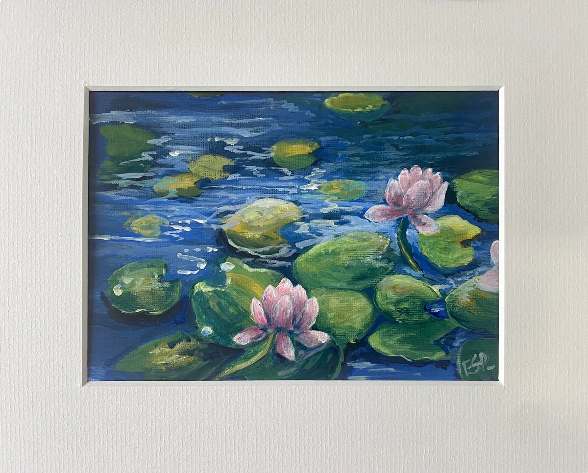 Pink water lilies by Emma Sian Pritchard