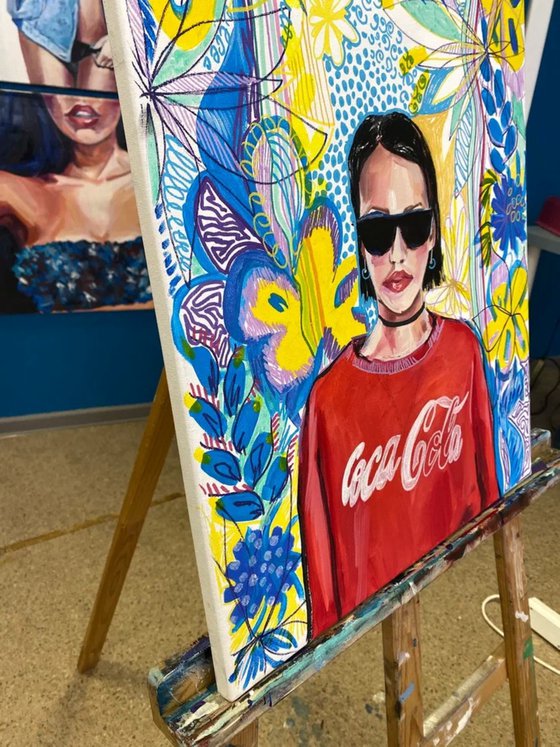 Woman in Coca-Cola Red