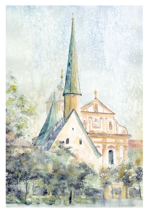 Gnadenkapelle von Altötting (Chapel of Grace), watercolor v2 by Yulia Schuster