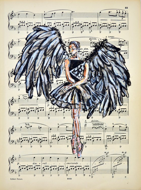 Ballerina XLII- Vintage Music Page, GIFT idea