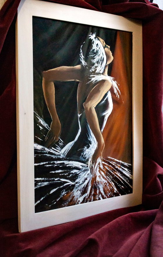 "Ballerina" , framed oil painting