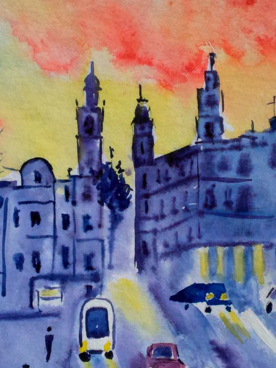 Lviv original watercolor painting