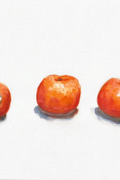 Tangerines in a line by Krystyna Szczepanowski