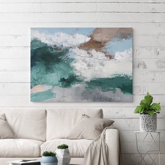 "Greenland 2" Green blue abstract acrylic art