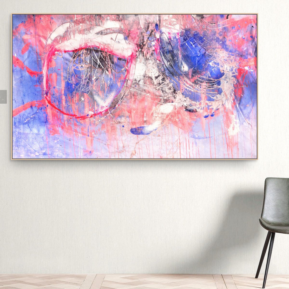 Organic Abstract Acrylic Painting By Adriano Ribeiro, 63 X 37, We Found The Astronaut, Original Artwork