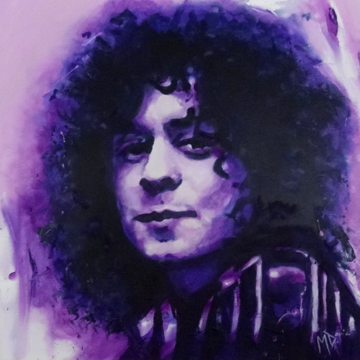 Impressionistic Portrait Oil Painting By Mel Davies Original Art, 24 X 24", Marc Bolan, Original Artwork