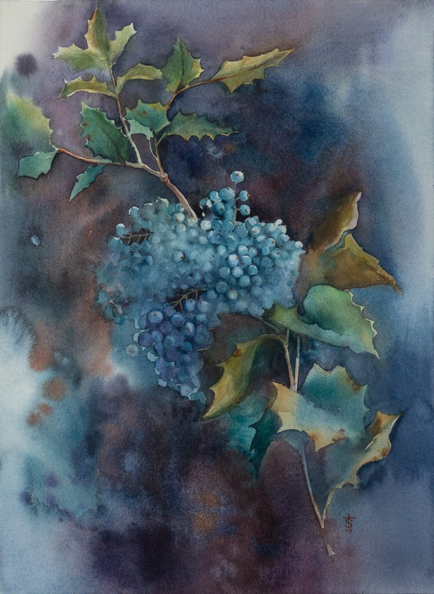 Mahonia Painting by Victoria Sevastyanova