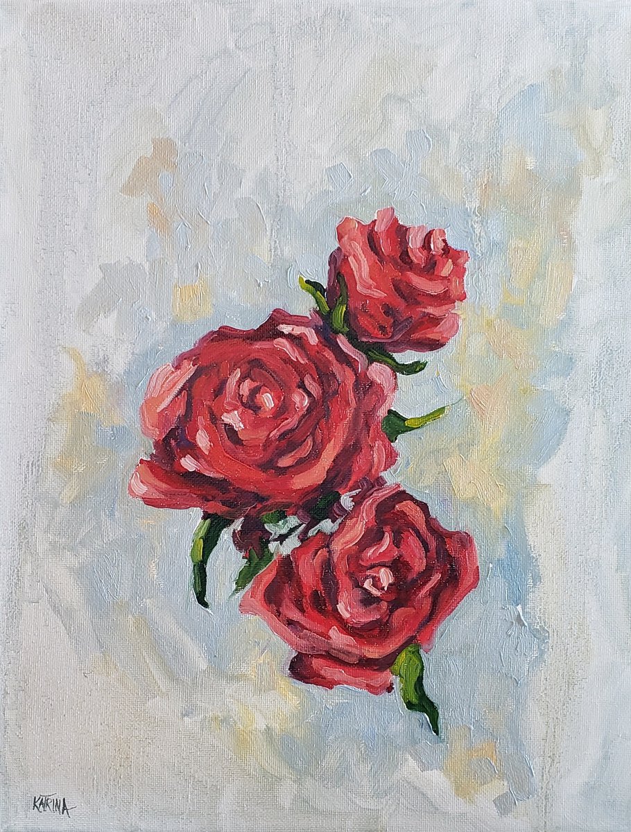 Impressionistic Botanical Oil Painting By Katrina Case, 13 X 15", Because Of You, Original Artwork