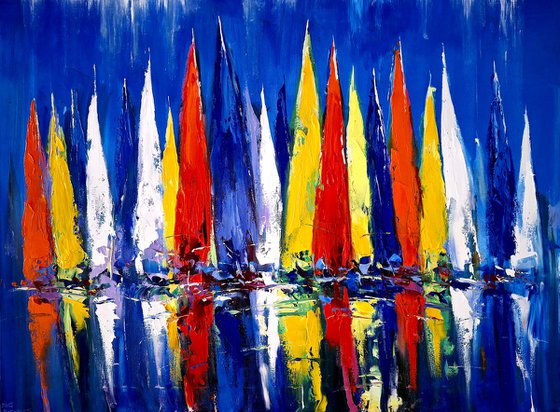 Sails in the sky of the day