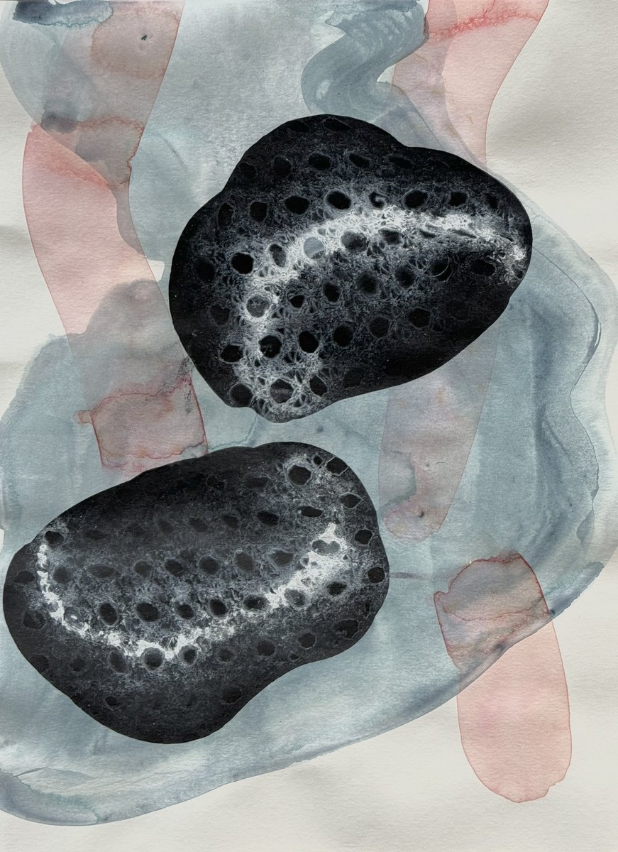 Original Mixed-media Painting - Two Drops by LUCIA FABOVÁ