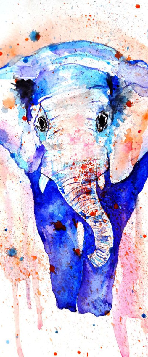 Watercolor elephant by Luba Ostroushko