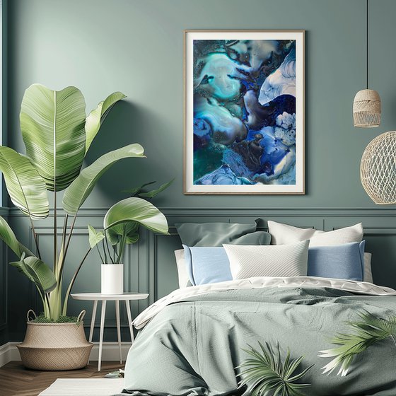 Ocean Ink Abstract Painting