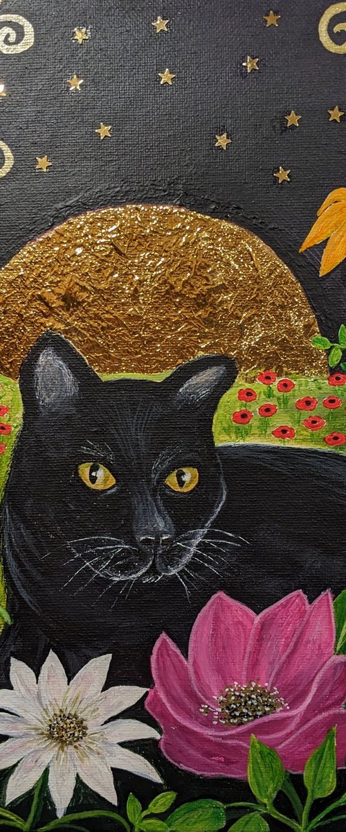 Black Cat in the Garden by Anne-Marie Ellis