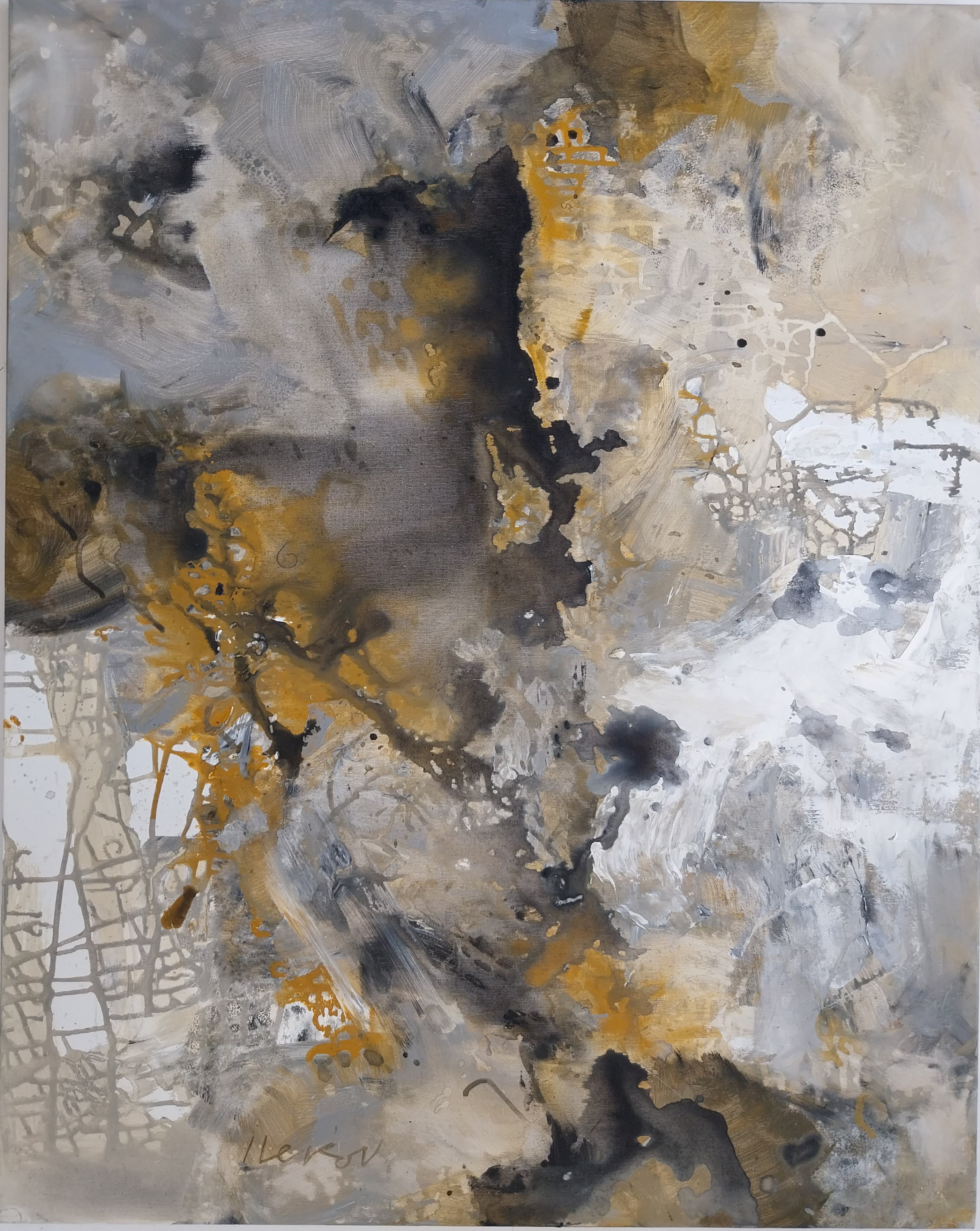 Abstract Acrylic Painting By Ivo Lekov, 31 X 39, No Name V, Original Artwork