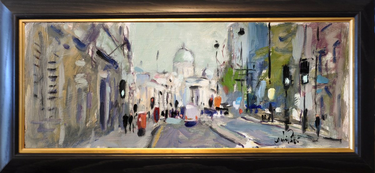 Impressionistic Cityscapes Oil Painting By Andre Pallat, 29 X 14, The National Gallery, Original Artwork