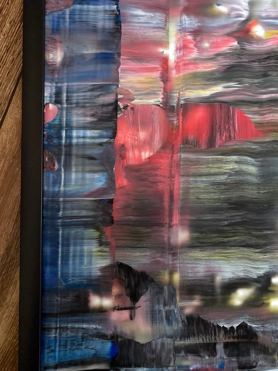 "Come Home To Me" - Original PMS Abstract Diptych Acrylic Paintings On Plexiglass, Framed - 52" x 26"
