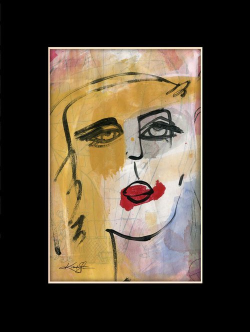 Funky Face 7-912 - Mixed Media Collage Painting by Kathy Morton Stanion by Kathy Morton Stanion