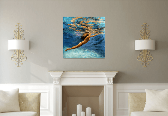 Swimming girl 68 -35x35 in