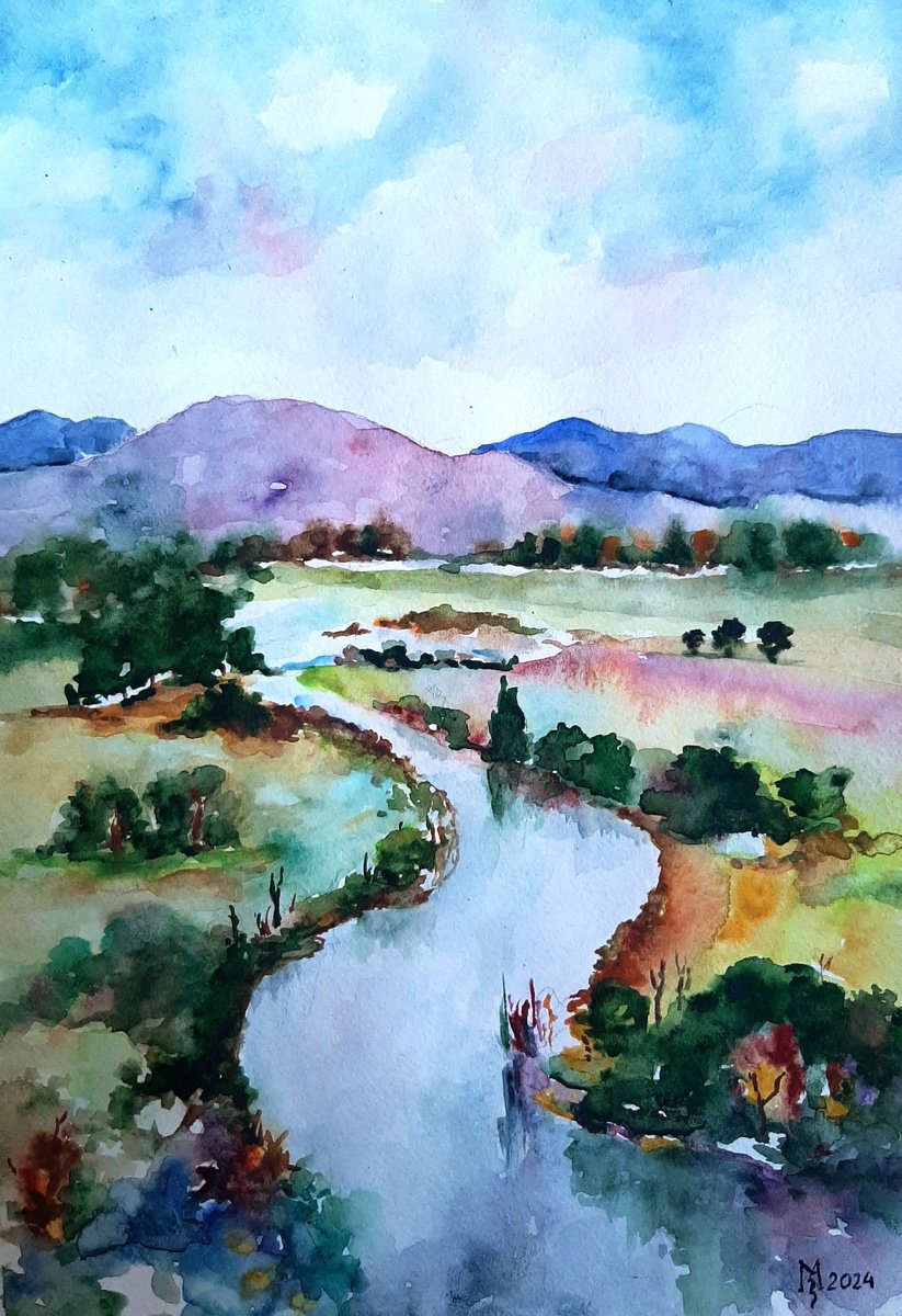 Impressionistic Watercolour , Landscape By Zoran Mihajlovic Muza, 8 X 11, Artwork For Sale On Artfinder