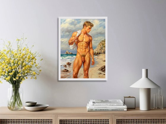 NUDE MAN ON THE BEACH