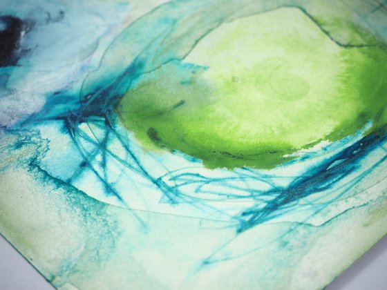 Rainy forest - abstract blue watercolor