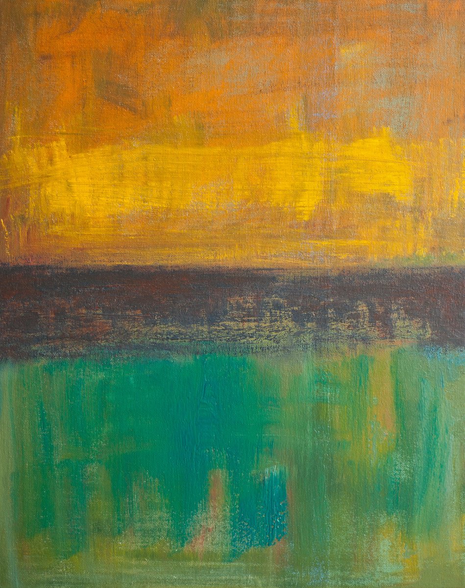 Abstract Landscape Oil Painting By Thomas Hjelm, 17 X 21", Autumn, Original Artwork